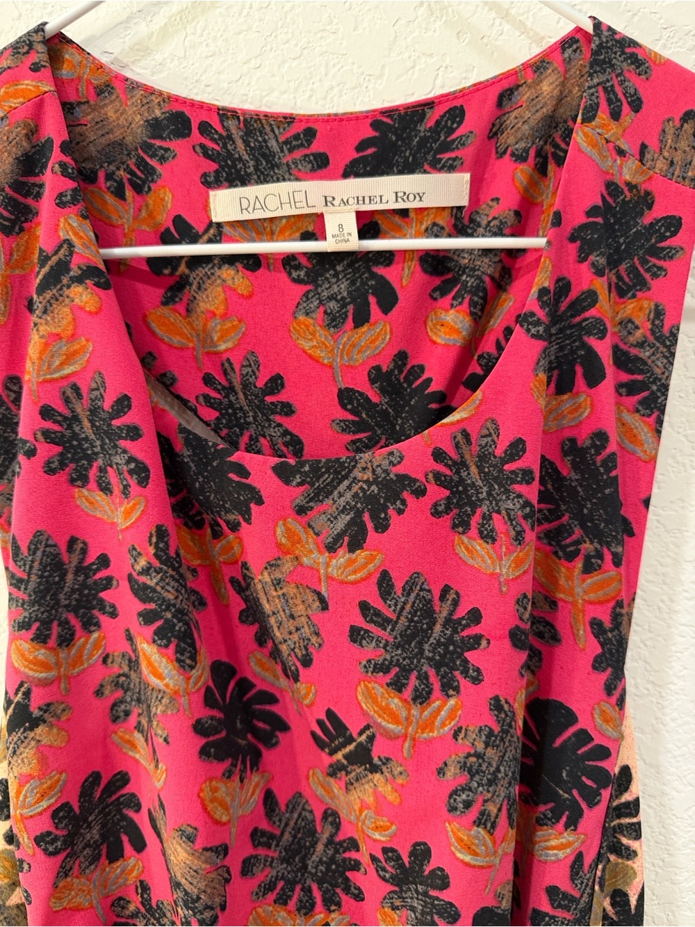 Rachel Pally Pink and Black Floral Sleeveless Midi Dress